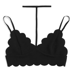 (New w/o Tag) Scalloped Trim Choker Bralette